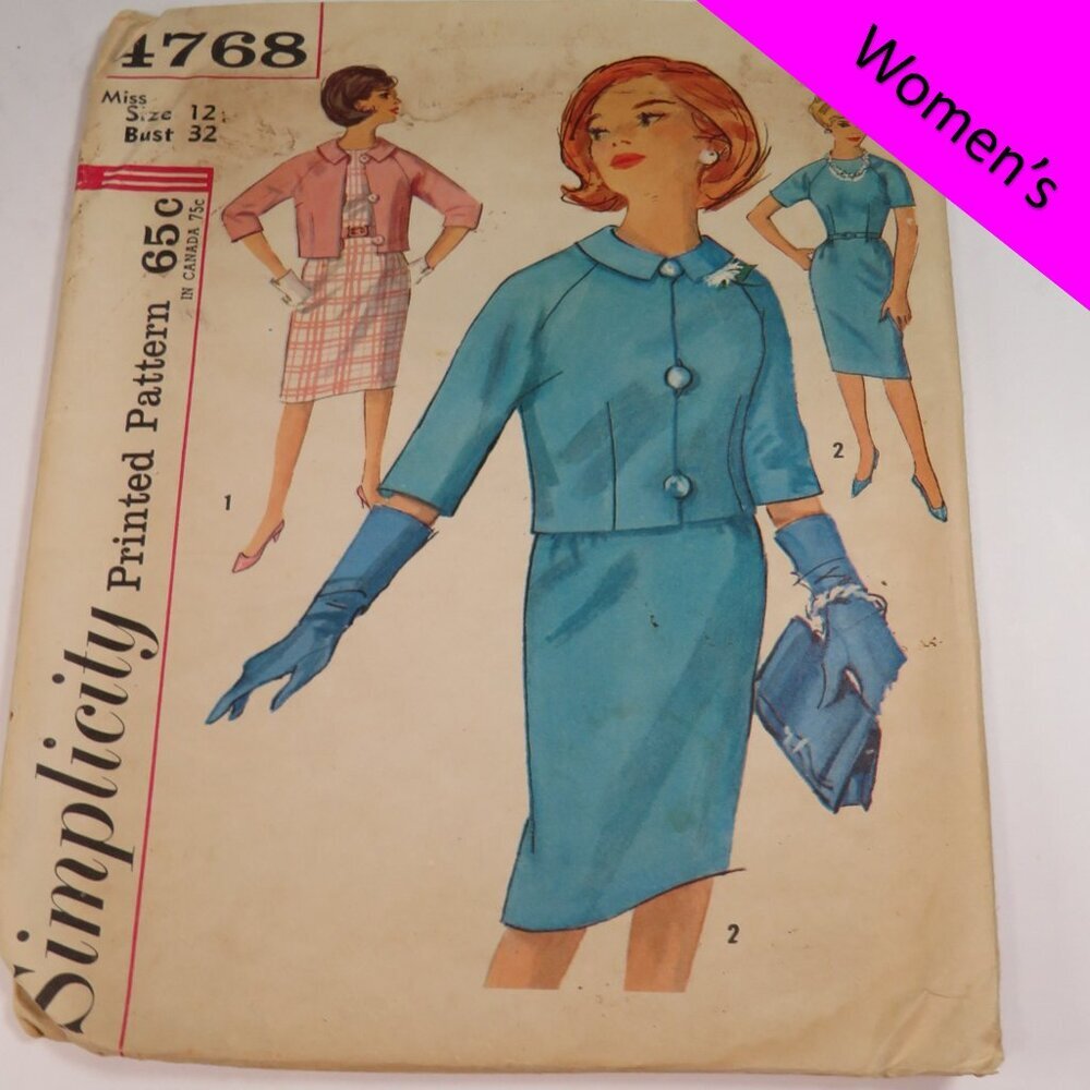 simplicity 4768 dress, jacket, short raglan sleeve, slim skirt